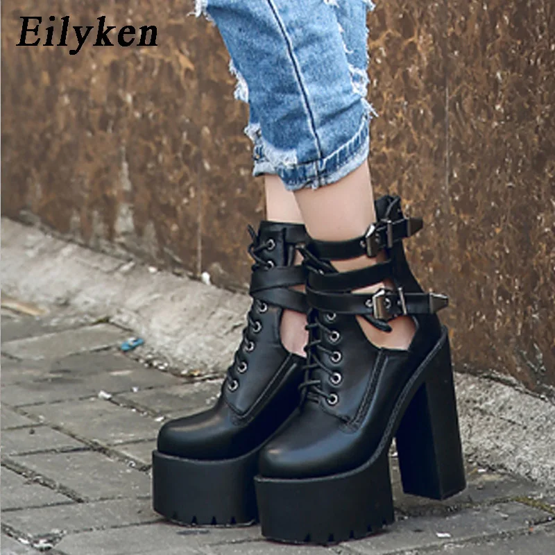 Eilyken/Коллекция 2021 года Модные осенние женские ботинки Кожаные короткие сандалии