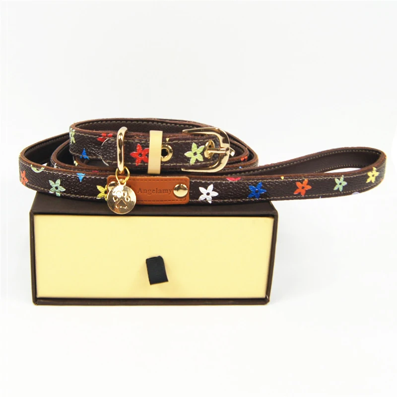 

Pet Dog Collar Cat Necklace Pet Leash Small Dog ID Tag Collar Leash Set High Quality Printing Leash Star Product Dog Accessory