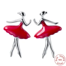 925 пробы серебряные женские модные милые миниатюрные балетные серьги-гвоздики подарок для школьниц подарок для дочери