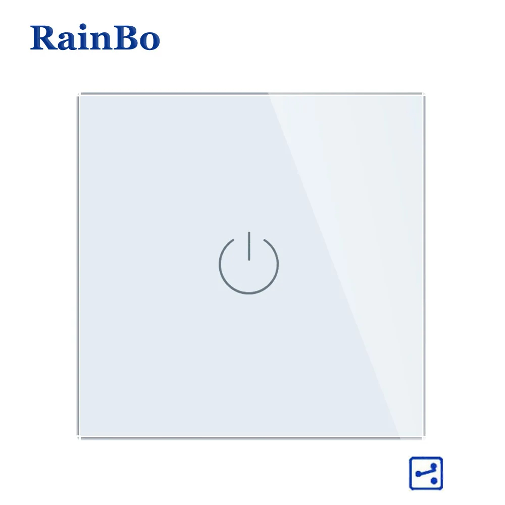 Rainbo Фирменная Новинка Кристалл Стекло Панель стена ЕС Стандартный 110~ 250 В сенсорный выключатель Экран настенный выключатель света 1gang2way A1912CW/B