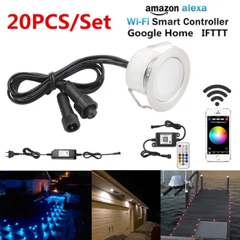 Best 20pcs/lot WIFI Phone App RF Remote Controller Timer 45mm 12V RGB RGBW Yard Terrace LED Deck Stair Soffit Step Lights Waterprrof