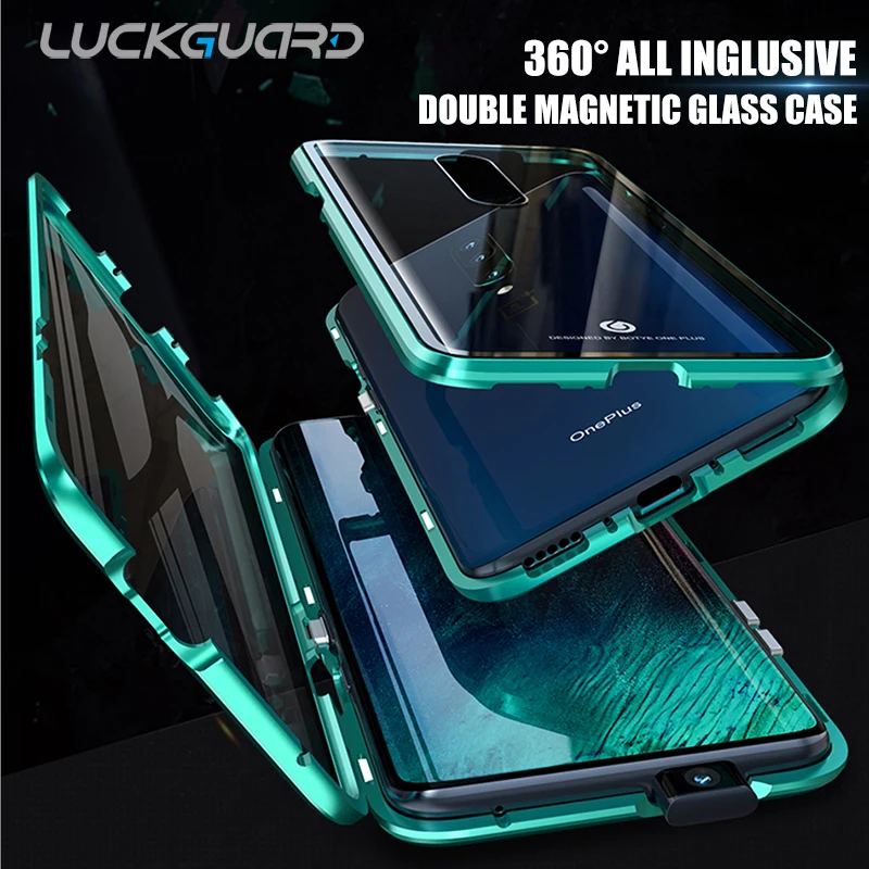 For One plus 7 Pro Oneplus7 1+7 Case Magnetic Flip Double Front + Back Tempered Glass 360 Full Cover Screen Protector |