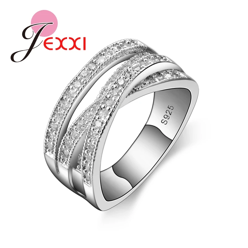 JEXXI S90 Silver Rings For Women/Girls With Top Quality AAA+ Austrain Rhinestone Genuine Wedding Engagement anillos