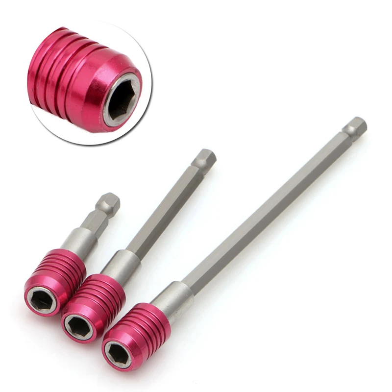 

3x 1/4" Hex Quick Release Magnetic Screwdriver Self-locking Extension Bit Holder H02