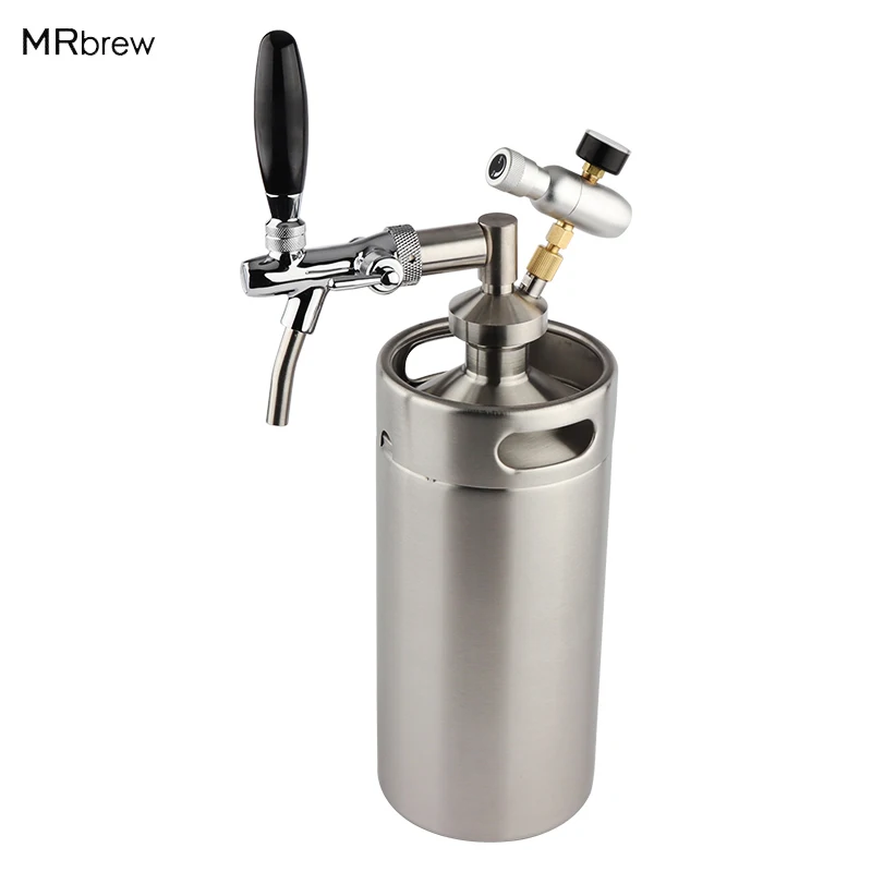 Fdit Beer Dispenser Stainless Steel Drink Dispenser Mini Keg Tap for Home Brew Spear Craft Growler Tools Beer Wine Tool