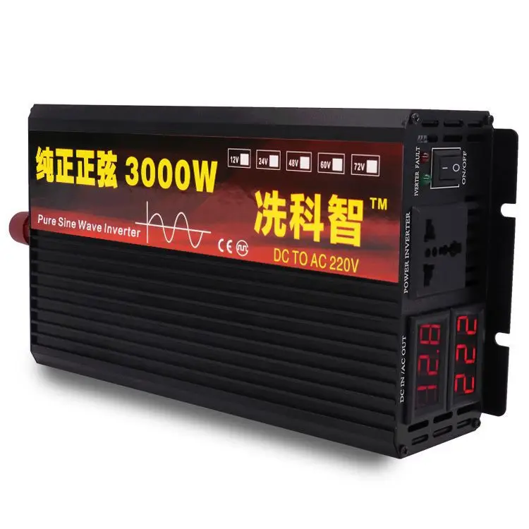 Инвертор 12 v 220 v 2000/3000/4000 w Напряжение трансформатор с немодулированным синусоидальным сигналом Мощность инвертор Dc12v к переменному току 220 v преобразователь+ 2 светодиодные Дисплей