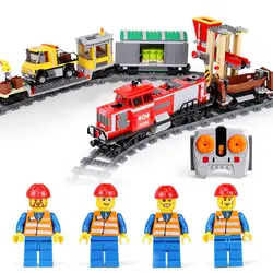 02039 красный грузовой поезд Рождественский подарок Подлинная город серии Совместимость 3677 строительные блоки кирпичи развивающие игрушки