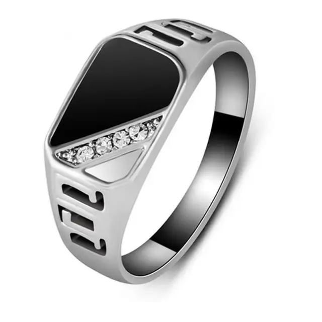 H:HYDE Fashion Sliver & Gold Colors Alloy Rhinestone Men Ring Personality Simple H:HYDE Fashion Sliver & Gold Colors Alloy Rhinestone Men Ring Personality Simple