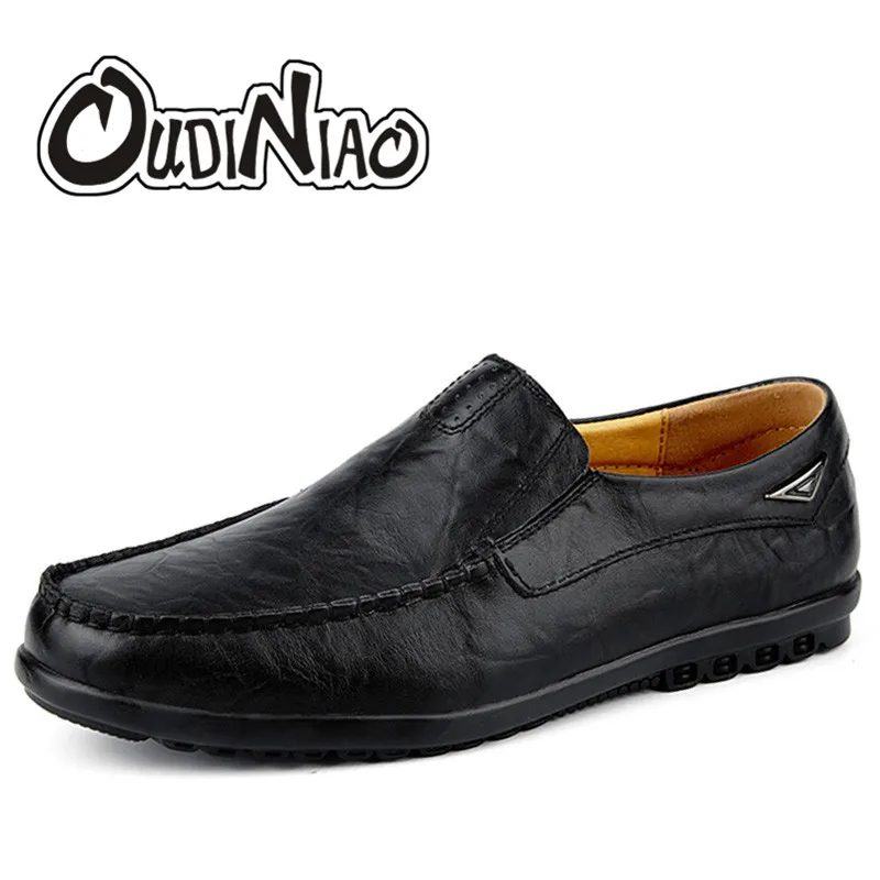 

OUDNIAO Men Casual Shoes Driving Solid Fashion Men Shoes Split Leather Men Loafers Moccasins Slip On Loafers Male Shoes