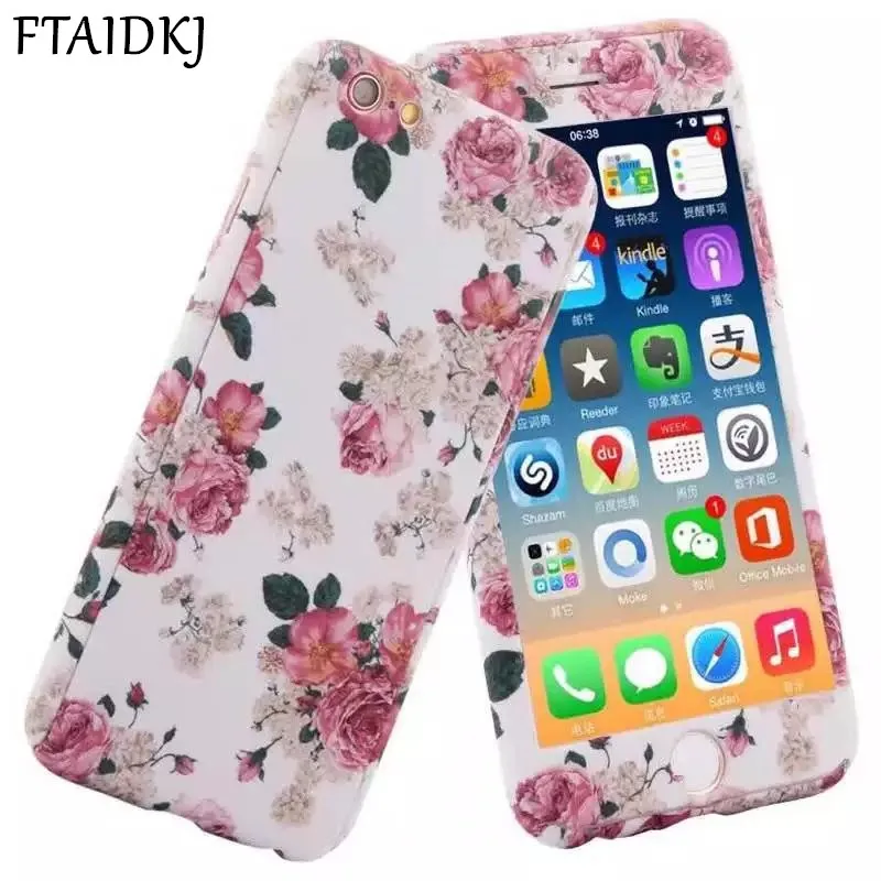 

For iPhone XS Max Case Flower Floral 360 Degree Full Body Protection Phone Case For iPhone XS XR X 7 6 6S 8 Plus 5 5S SE Coque