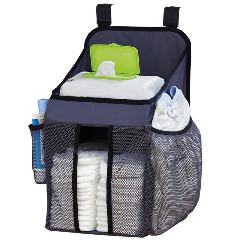 Baby Crib Bumper Hanging Storage Bag Diaper Organizer Newborn Wipes Toy Clothes Sturdy Nursery Pocket Bed Bumper Cradle Bedding