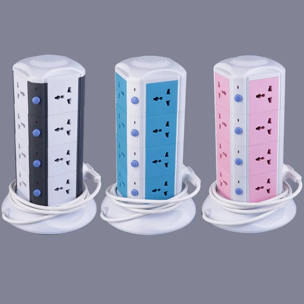 

Vertical 4 Layers Socket EU Surge Protector Power Board Indicator AU Plug