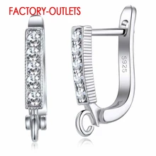 925 штампов CZ Австрийский Кристалл 925 пробы серебряные серьги-кольца фурнитура для изготовления ювелирных изделий DIY предотвращает аллергию