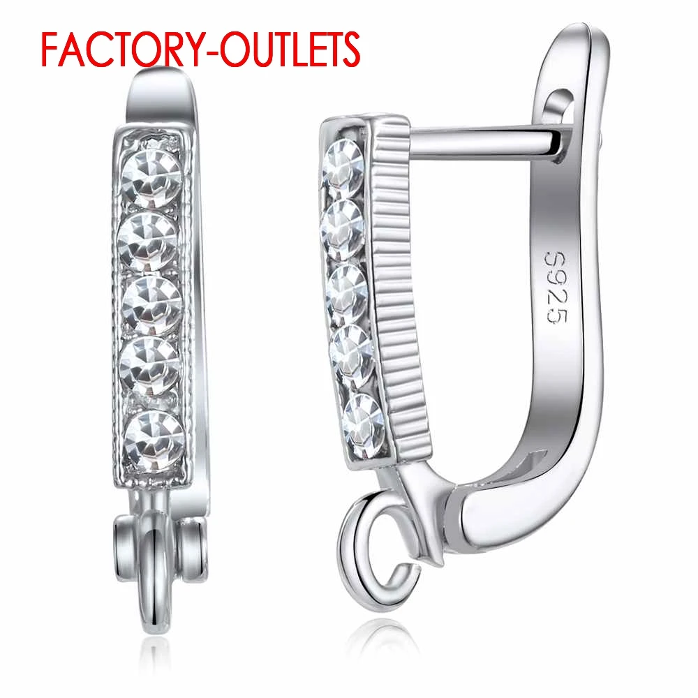 

Wholesale 925 Stamp CZ Austrian Crystal 925 Sterling Silver Hoop Earring Findings For DIY Jewelry Making Prevent Allergy
