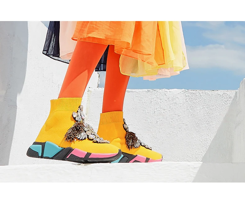 Rhinestone Shoes Sneakers Woman Crystal gemstone Ankle Boots Yellow Women Flats Sneakers Shoes Women's Sneakers WK95 Rhinestone Shoes Sneakers Woman Crystal gemstone Ankle Boots Yellow Women Flats Sneakers Shoes Women's Sneakers WK95