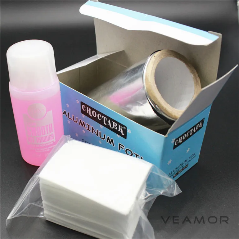 Гель Soak Off Масло для полировки ногтей серебро Бумага комплект Масло для полировки ногтей гель хлопка чище UV GEL очиститель комплект