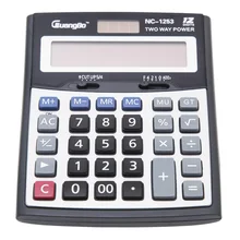 Guangbo 12 Digits Calculator Solar Power/AA Battery Accurate No Battery Inside Big Screen Office Desktop NC-1253