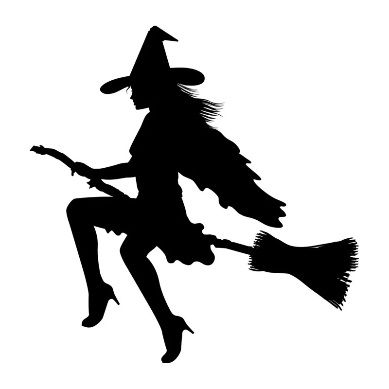18.1*18.5CM Fashion Sexy Witch Scary Car Sticker Personality Reflective Waterproof Vinyl Decals Black/Silver C7-0843 photo