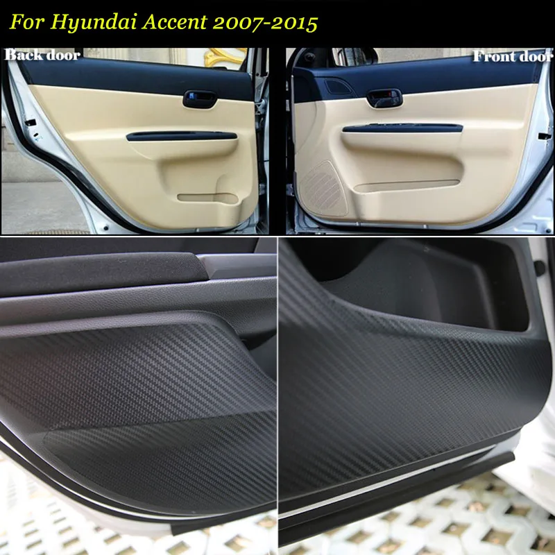 For Celoster Accent Cerna Elantra I20 I30 Door Sill Protector,Kick Plates Pedal Threshold Cover Carbon Fiber Sticker Anti-Scratch Anti-Slip Car Styling 4Pcs White