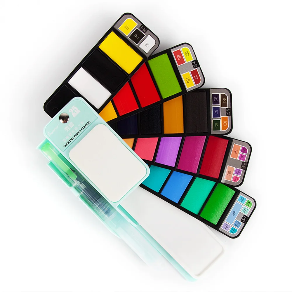 

Superior 18/25/42 Pigment Solid Watercolor Paint Foldable Design with Collapsible Color Paint Water Brush for Students Beginners