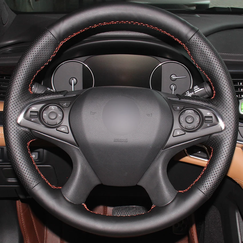 Buy Black Natural Leather Car Steering Wheel Cover for