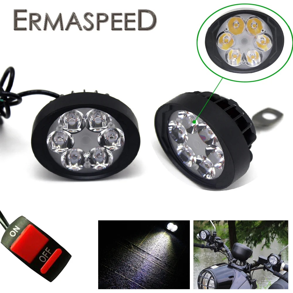 

2 PCS Universal LED Motorcycle headlight Lamp Motorbike Waterproof 3000LM Moto Fog Spot lights Black With Switch for KTM HONDA