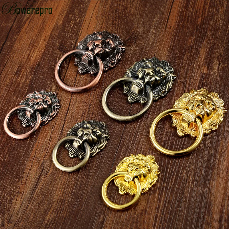 bowarepro Antique Bronze Lion Head Design Drawer Ring Pull Handle Knob Cabinet Pulls Handles Decorative Gift Box 42/50mm 1 PC bowarepro Antique Bronze Lion Head Design Drawer Ring Pull Handle Knob Cabinet Pulls Handles Decorative Gift Box 42/50mm 1 PC