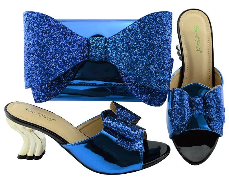 

African women matching set royal blue color shoes and clutches bag size 38-43 free shipping SB8146-5