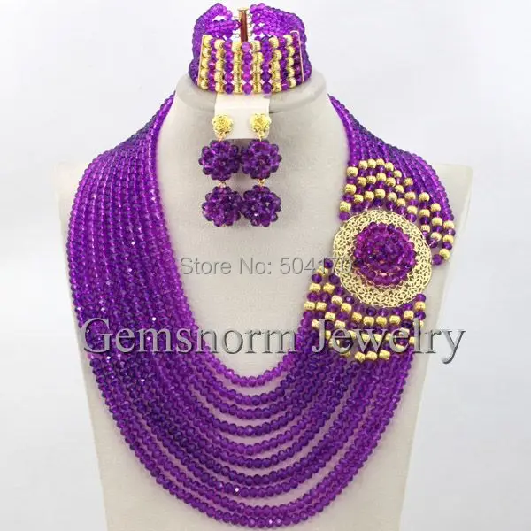 Великолепные нигерийские Свадебные бусы ювелирный набор колье ожерелье набор Африканский женский свадебный ювелирный набор GS217