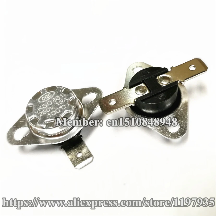 

Bimetal temperature temperature control switch KSD301 15A 250V 100 degrees 105 degrees 110 degrees Thermostat Normally Closed