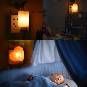 

Natural Himalayan Crystal Salt Lamp Air Purifier Night Light Plug Home Wall Decor EU US Plug 360° Rotating