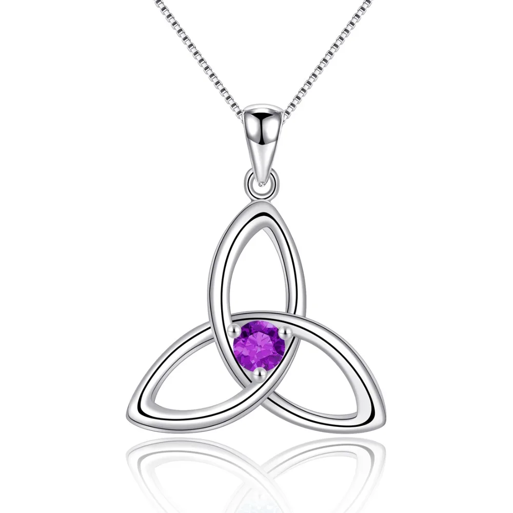 

Natural Purple Amethyst 925 Sterling Silver Irish Knot Pendant Necklace for Women Birthstone Jewelry