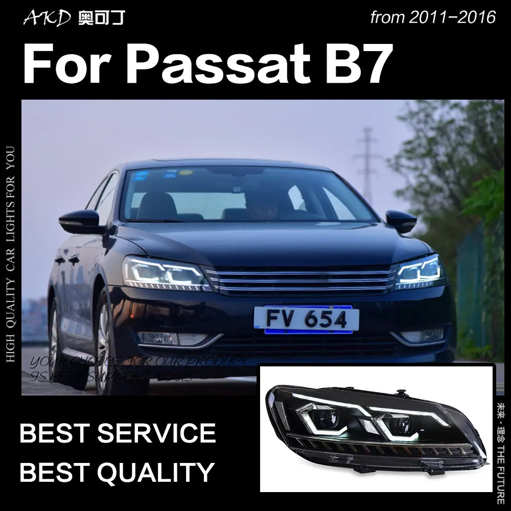  AKD Car Styling for VW Passat B7 Headlights 2011-2016 LED Headlight DRL Hid Head Lamp Bi Xenon Proj - 33003847752