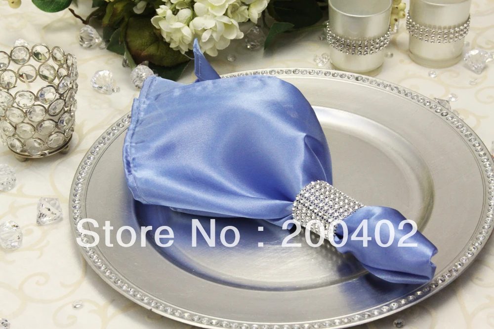 free shipping light blue plain satin napkin for wedding and banquet
