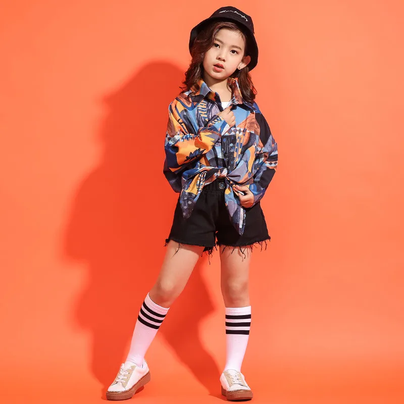 Long Sleeve New Pattern Girl Sir Hip-hop Dance Clothing Children JAZZ Korean Multi Color Suit Show Autumn Spring Clothes 180 T (10)