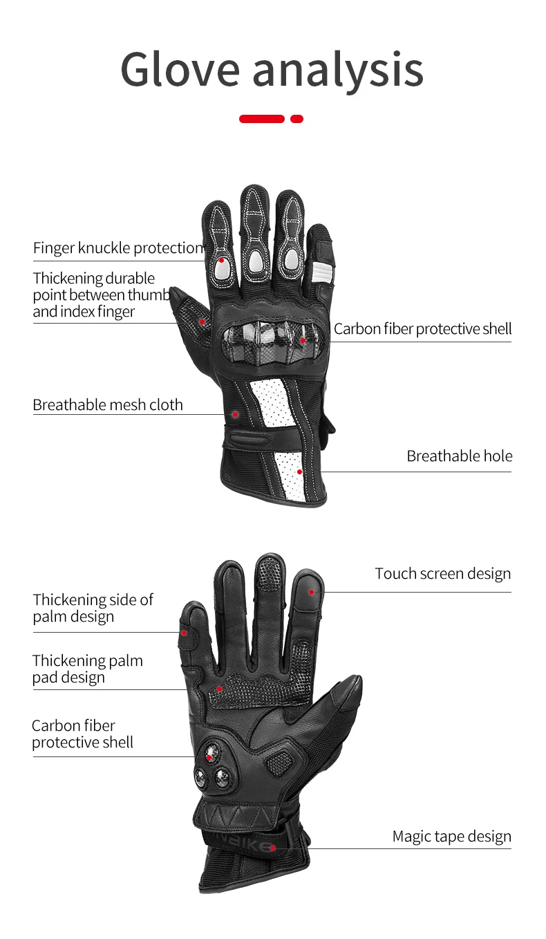 Inbike luvas da motocicleta dos homens das