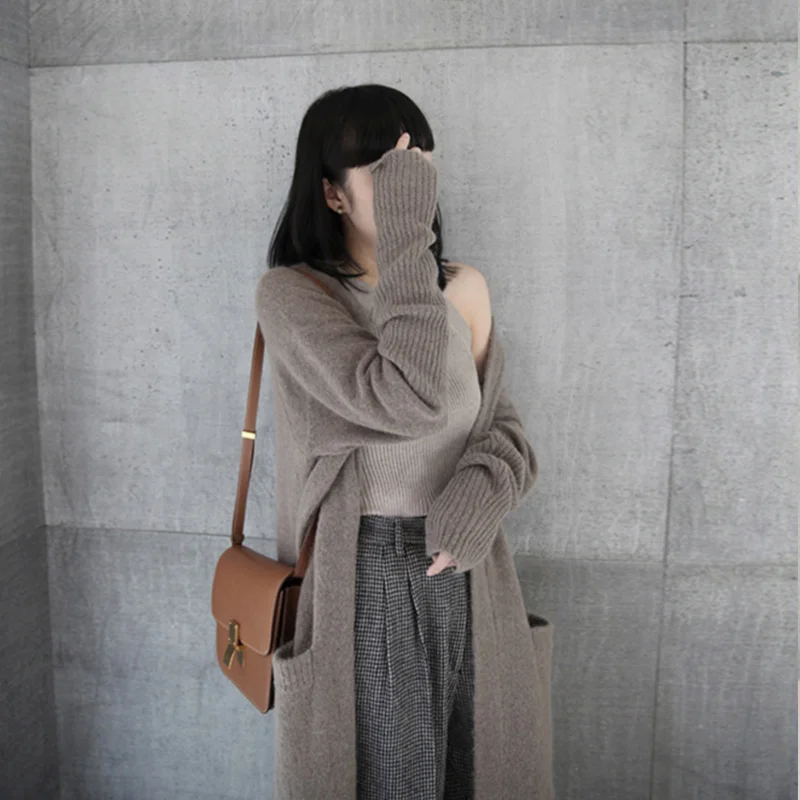 Free Shipping 2019 Fashion Knitting Coat For Women Plus Size Loose Outerwear Long Sleeve Mid-calf Soft Warm Sweaters Cardigan