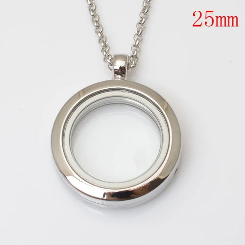 

25mm round magnetic plain floating locket FN1007(chains included for free)