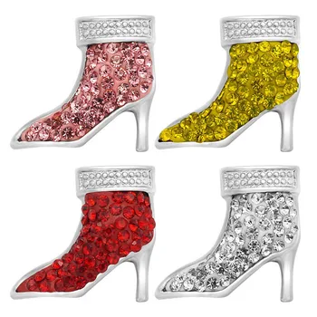 

New Fashion Colorful high-heeled shoes Rhinestone&Clay manual 18MM snap buttons DIY snap jewelry fittings Beauty KZ2128