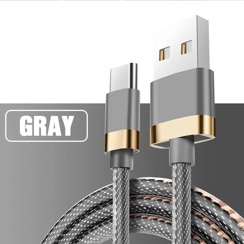 Usb type-C Micro кабель из цинкового сплава прочный кабель для samsung S8 S9 huawei type C Micro Быстрая зарядка линия передачи данных на Xiaomi USB Micro - Цвет: For Type-C GRAY