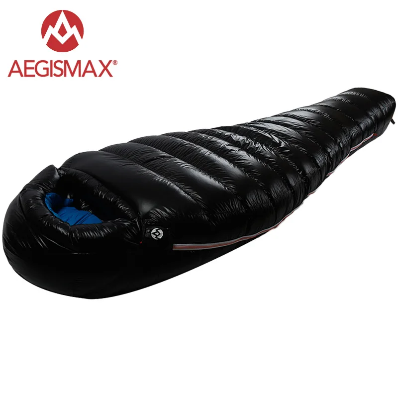 Discount  AEGISMAX 95% White Goose Down Mummy Camping Sleeping Bag Cold Winter Ultralight Baffle Design Hikin