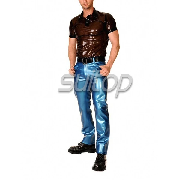 

Latex Rubber Joggers - Red Black Suit latex trousers latex rubber T shirt