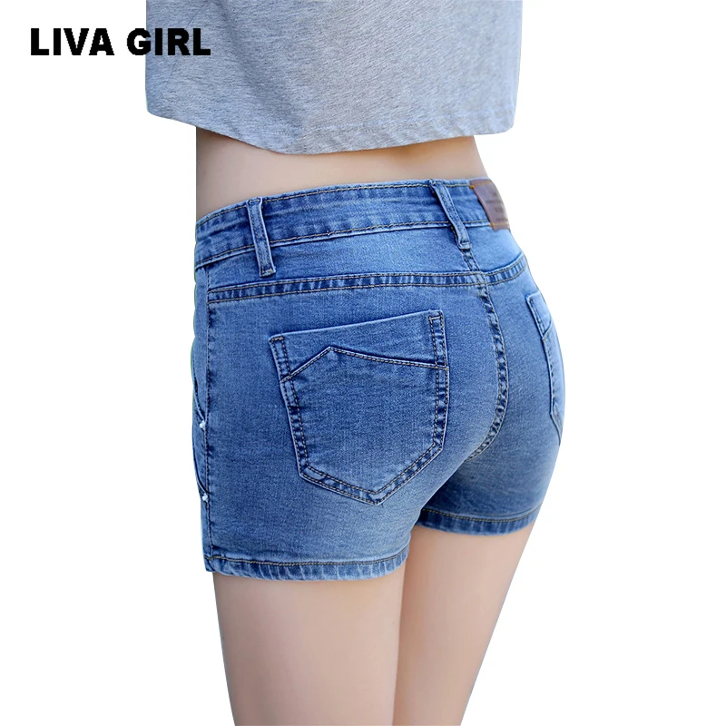 LIVA GIRL Skinny Denim Shorts Knickers Sexy Jeans Retro Classic Fashion