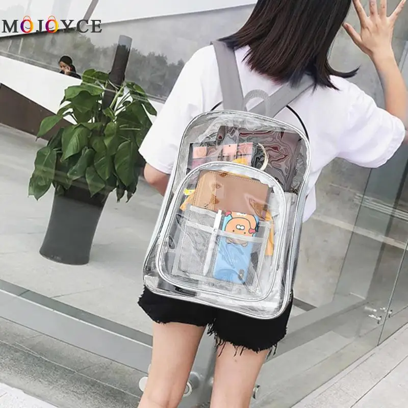Водонепроницаемый ПВХ прозрачный рюкзак женские Наплечные школьные сумки в консервативном стиле Большой Вместительный женский рюкзак