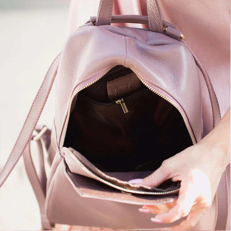 

fashion women genuine leather backpacks for girl high quality female shoulder bags teenagers schoolbag mochila small girl
