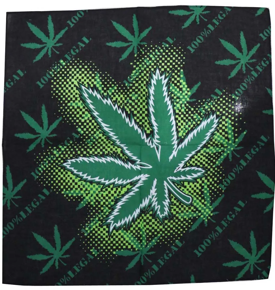 FOXMOTHER Hip Hop Punk Cotton Reggae Jamaica Green Weed Leaf Bandana Headwear For Mens - Цвет: F