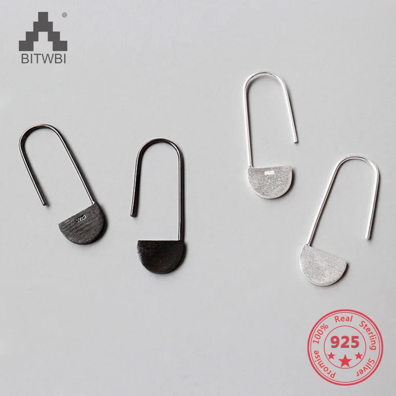 

2018 New Fashion 100% 925 Sterling Silver Brush Finish Paperclip Earrings For Women Jewelry