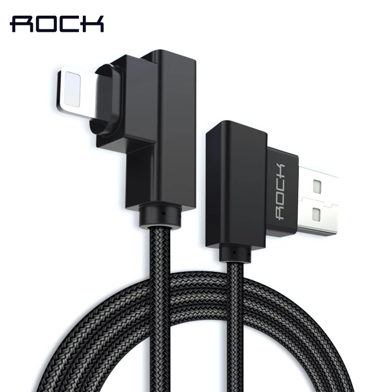 ROCK Double L Bending USB Charging Cable For iPhone X 8 7 6 6S 5, Nylon