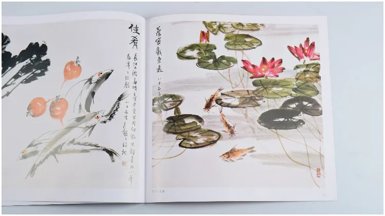 Коллекция живописи китайская живопись от руки рыба/картина спектра Atlas книги шаг водоплавающих
