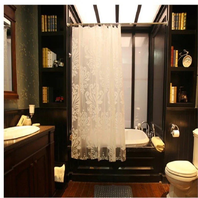 Европейский Lvory белый водонепроницаемый занавеска для душа PEVA цветочный узор дома ванная комната плесени для ванной шторы с 12 крючками YL09